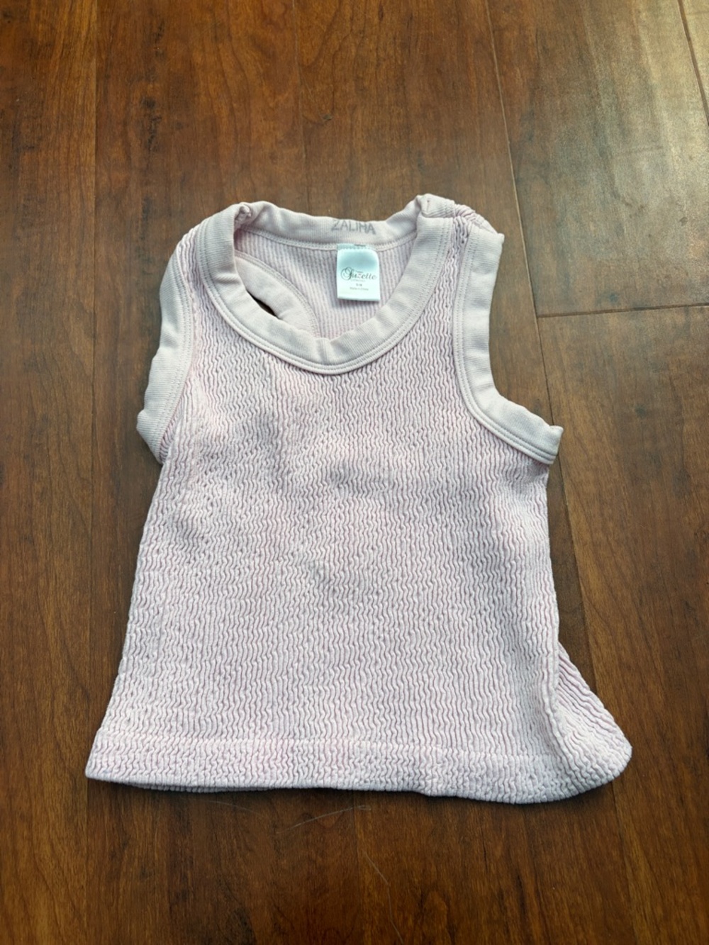 Suzette Girls Light Pink Ribbed Tank Top for Kids Size S/M